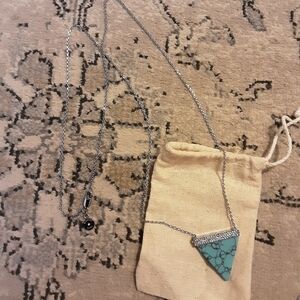 Michael Kors Silver and Turquoise Pendant Necklace